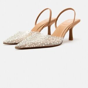 ZARA pearl heeled slingbacks